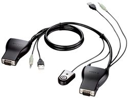 KVM D-Link KVM-221 2 port USB KVM Switch with built in cables